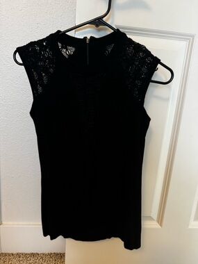 Bailey 44 Black Lace-Yoke Sleeveless Tank